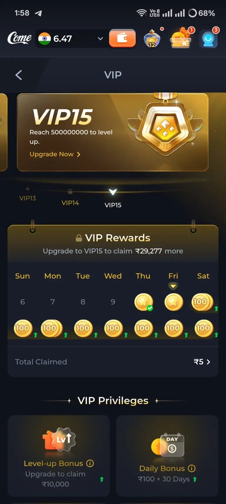 Come Game VIP Rewards