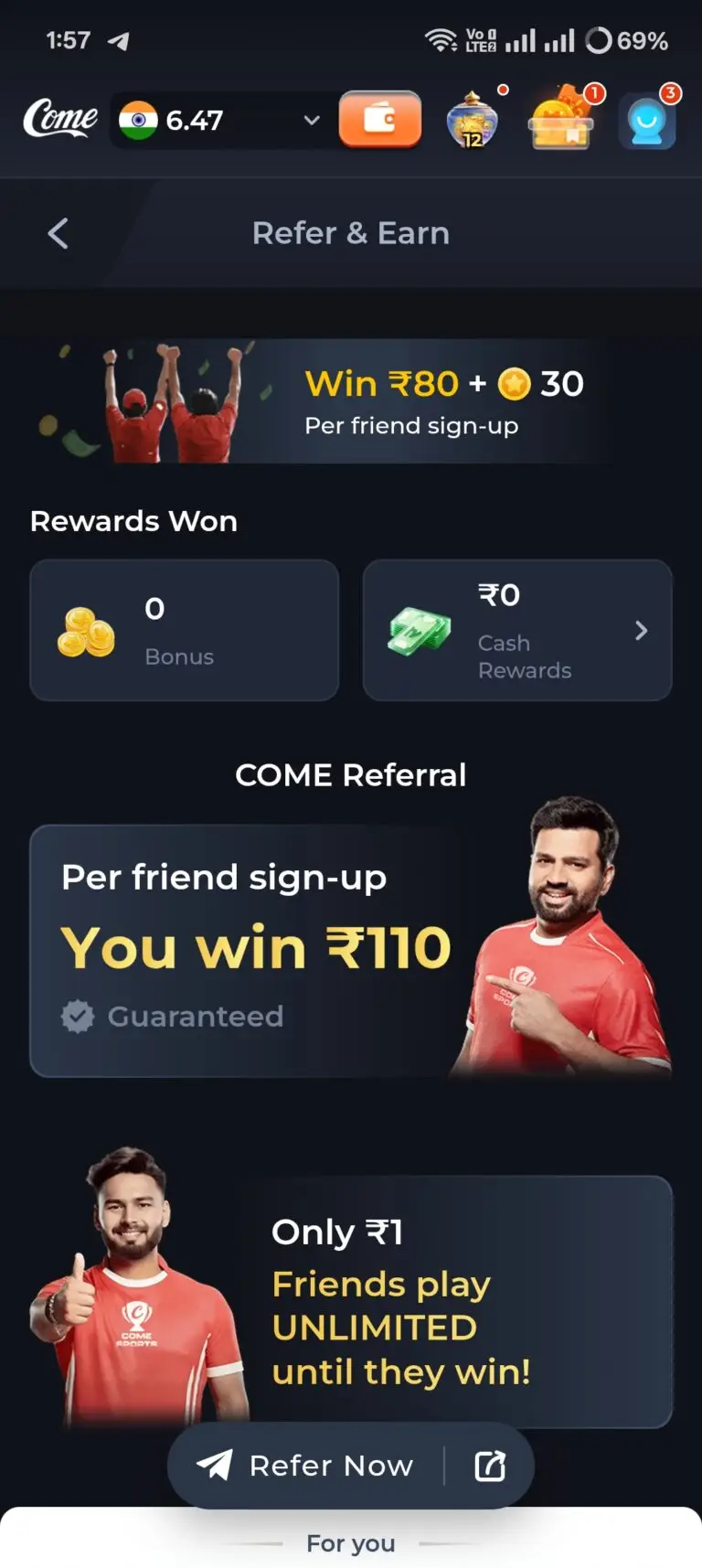 Come Game refer&Earn